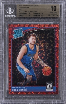 2018-19 Donruss Optic Fast Break Red #177 Luka Doncic Rookie Card (#81/85) - BGS PRISTINE 10